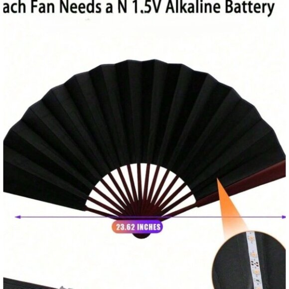 Red LED Light-Up Foldable Hand Fan – Glowing Rave, Festival & Party Accessory - Picture 11 of 12